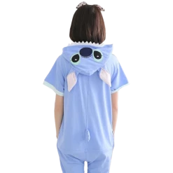 Kigurumi Co Short-sleeved Light Pink/Blue Stitch Onesies