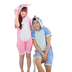 Kigurumi Co Short-sleeved Light Pink/Blue Stitch Onesies