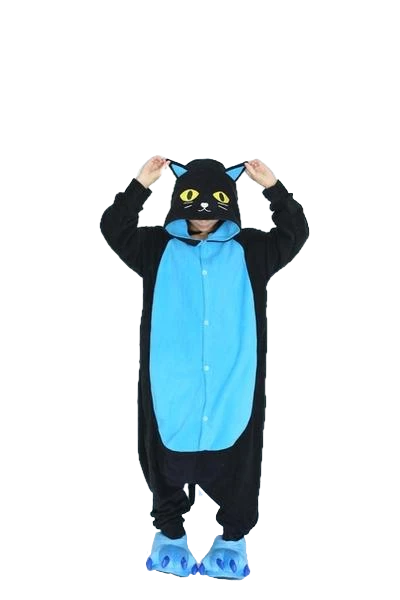 Kigurumifun Black And Blue Cat Onesies Animal Onesies
